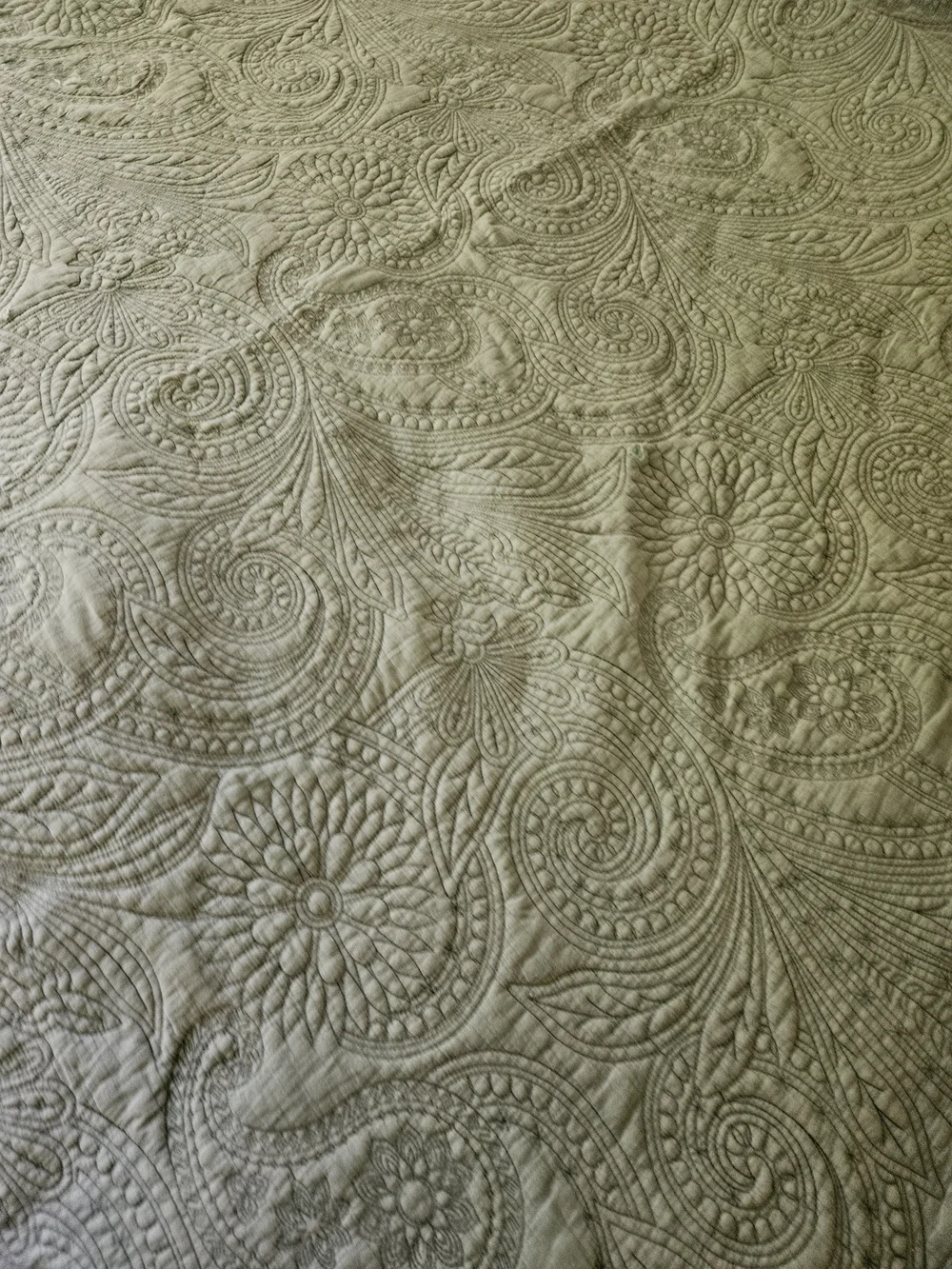 Shabby Chic Quilted Bedspread in Sage Green